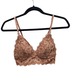Momanda A083 Lace Plunge Nursing Bralette Cream Coffee Wireless Longline Bra 32A